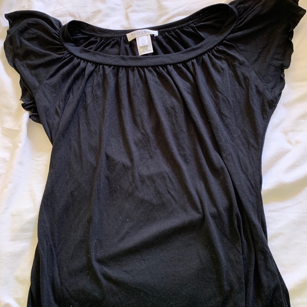 NWOT WHBM black flutter sleeve ss top